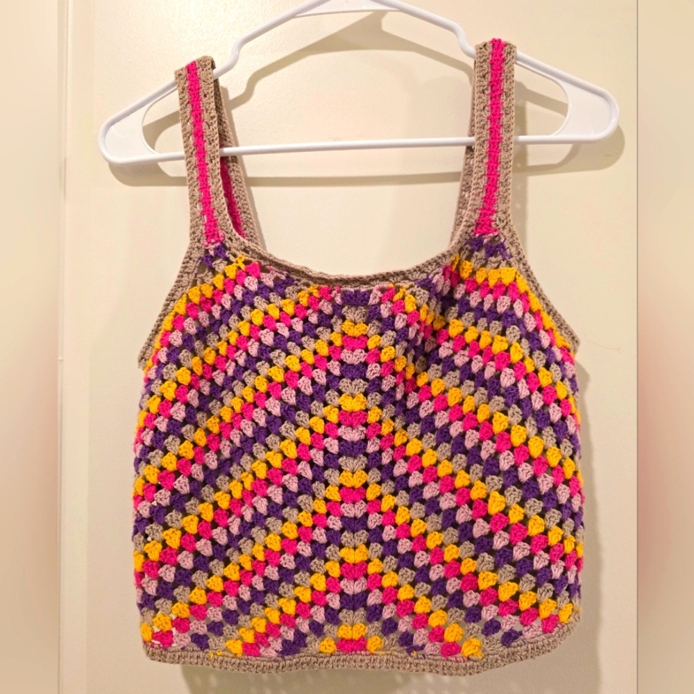 Hazel Moon Crochet Crop Top, Juniors Medium